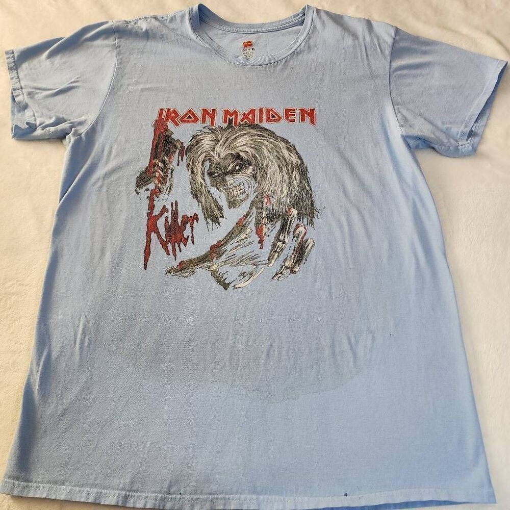 3 For $18 Hanes Iron Maiden Light Blue Tshirt With Graphic Size XL